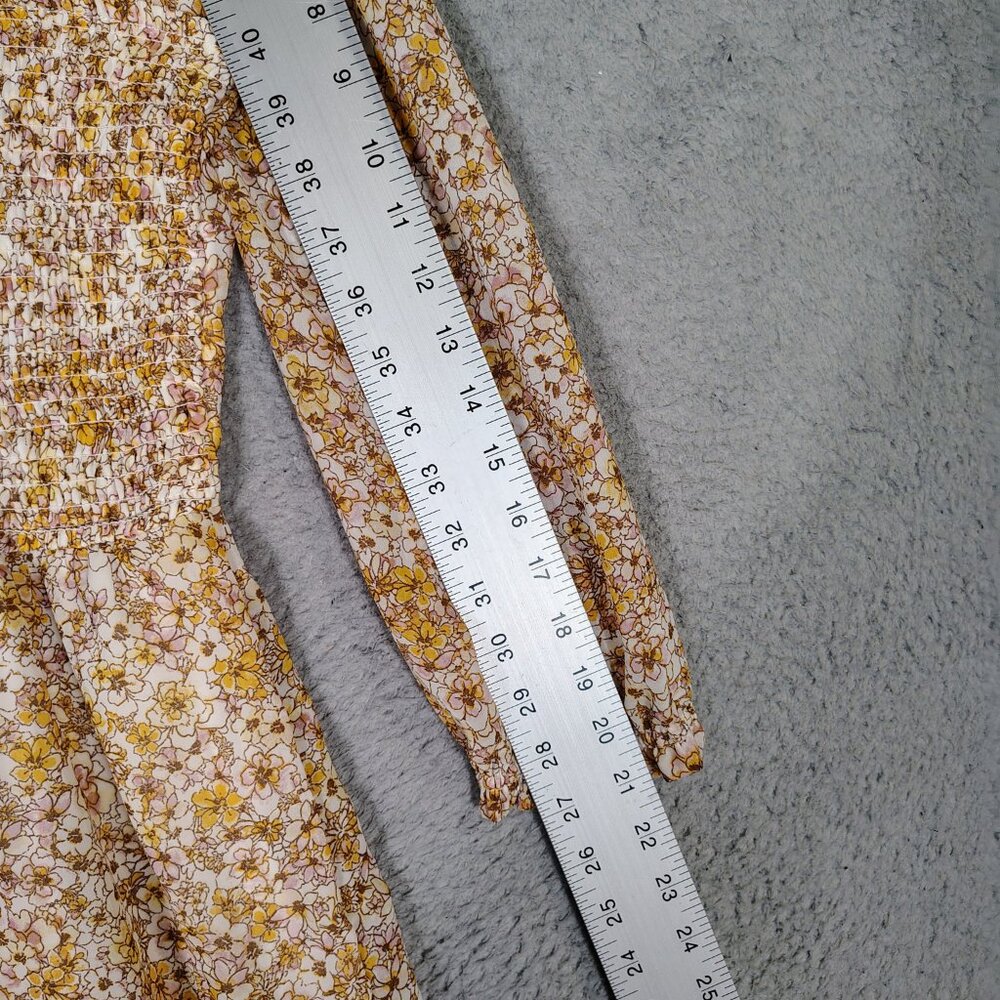 Sincerely Jules Dress Womens XL Yellow Floral Smocked Ruffle Long Sleeve Cottage - Picture 12 of 14
